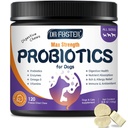 Probiotika for hunder, fryse-Dried Dog Probiotika og digestive enzymer, Plus Omega-3 for kløende hud, 3-i-1 prebiotika for digestiv helse, hundevitaminer og kosttilskudd for immunhelse, 120 bites