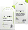 Asprega 30CT - Probiotic + Prebiotic Supplement | 17 Strains, 35 milliarder CFUs | Forsenet release | ZYPRONYOSE Boulardii | for menn og kvinner | av ScimeraMD, 2-Pack