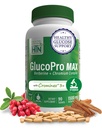 Helse Thru Nutrition GlucoPro Max - med 1500 mg Berberin, Chrominex + Chromium, og 1000 mg kanel | Vegan, ikke-GMO, Glutenfri | Pakke med 90