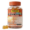 Sakoon ernæring 5000 IU vitamin D3 K2 vitamin Supplement med svart frøolje for bein, tenner, muskler, og immunforsvar støtte, ikke-GMO og glutenfri, 60 Gummy Chewables