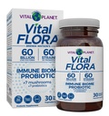 Vital Planet - Vital Flora Immune Support Probiotic, 60 milliarder CFU, Diverse Strains, Organic Mushroom Supplement Blend med prebiotika, Digestive helseprobiotika for kvinner og menn 30 kapsler