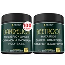 Bundle 6in1 Dandelion Supplement & 6in1 Beet Root Capsules - Støtte Digestive, Immune og hjerte helse