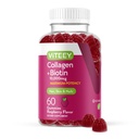 Viteey Collagen Gummies med Biotin Gummies for hår og negler Vitaminer - Biotin og kollagen Kosttilskudd for kvinner og menn - Vegansk, Glutenfri – 60 greve