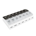 EZY DOSE Ukelig (7-dager) daglig AM/PM Pill Case, medisinplanlegger, vitaminorganisator, kosttilskudd Container, små pop-out-sammenlikninger, designet for reise, 2 ganger om dagen, svarte og klare ligs