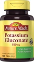 Natur laget kalium gluconate 550 mg, kosttilskudd for hjerte helse støtte, 100 greve (pakke på 3)