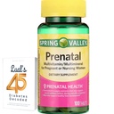 Spring Valley Prenatal Multivitamin 100 Tabletter, Prenatal vitaminer for kvinner, Graviditet må ha Folate Supplement, Bundle med Luall 45 Diabetes Dekodet