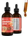 360 Nutrition Ashwagandha & Reishi Root Supplement Drops for Stress Relief, Stamina & Longevity, og energi støtte - Vegan Non-GMO Adaptogenic - 4 fl oz, 60 Serveringer