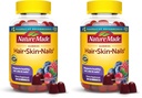 Naturlaget hårhud og negler med biotin 2500 mikrog, kosttilskudd for sunn hår, hud og negler støtte, 90 gummier, 45 dagers forsyning (pakke med 2)