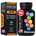 HMB Kosttilskudd med vitamin D3 - 1000 mg Kalsium Beta-Hydroxy Beta-Metylbutyrat per servering for muskelvekst, styrke og gjenoppretting - 180 Glutenfri, ikke-GMO HMB kapsler, 3-måneders Supply