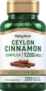 Piping Rock Ceylon kanel komplekse kapsler 1200 mg | 200 greve | Herbal Supplement | Vegetarisk, ikke-GMO, Glutenfri