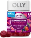 OLLY Extra Styrke Elderberry Gummies, Immun Support, 450 mg Elderberry, Vitamin C, D og Zink, Berry - 60 greve