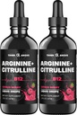 L-Arginin + L-Citrullin + B12 flytende dråper, Citrus Berry Flavor, 2 fl oz, Pakke med 2