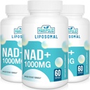 Liposomal NAD + Supplement 1000 mg | Høyeste NAD Pontecy | Max Absorpsjon | Ren NAD Supplement | Energi og DNA Reparasjon, Aging Defense, Hjernefunksjon | 180 Softgels