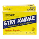 HealthA2Z® Hold deg våken | 200 mg kaffe | Alarmness Aid med koffein | 3 pakker 16 tabelter (48 tabletter totalt) | Maksium styrke