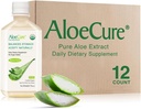 AloeCure USDA Organic Aloe Vera Juice laget innen 12 timers høst - ren aloe Juice naturlig digestiv kosttilskudd for å støtte digestion, immunsystem og balansert magesyre, 12 x 500ml flasker