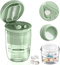 Piller Splitter med Dispenser, Pill Cutter for små eller store piller, Crushes Piller, Vitaminer, Tabletter, rustfritt stål Blade, bevegelig drikkekopp (grønn-1)
