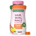 Naturens Bounty Optimale Løsninger Hår, Hud og Nails Collagen Pectin Gummies, 100 mg kollagen og 2.500 mHg Biotin Per Serving, Ingen Stick Gummy, Tropical Citrus Flavor, 200 ct, 100 Total Services