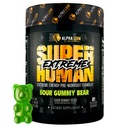 ALPHA LION Superhuman Extreme høy stimul pre trening pulver, Beta alinine, L-Taurin & 356mg Tri-kilde koffein for responderbar energi, nitric oksid og citrullin for pumpe (21 serveringer, sur gummybjørn)