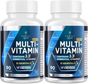Menn Multivitaminer 50 Plus - Daglig multivitamin for menn med fermentert urteekstrakter og 43 næringsstoffer - Mens vitaminer støtter minne og hjerne, energi, bein helse (2 pakke)