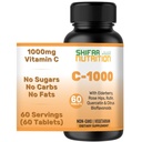 SHIFAA NUTRITION Halal vitamin C-1000mg tabletter, 60 dager forsyning. Immunstøtte Supplement med vitamin C, eldrebær, Quercetin, Rose HIPS & Rutin. Vegetarisk, ikke-GMO, Sukkerfri og ketovennlig