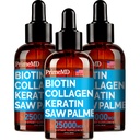 PrimeMD 4-i-1 flytende biotin kollagen keratin så Palmetto drops (3 pakke) Bundle - 25000mcg hår negler og hudvitaminer for kvinner og menn - 2 fl Oz hver, vannmelon flavor, glutenfri, ikke-GMO