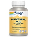 SOLARAY Pantothenic Acid 500mg - Vitamin B 5 for Coenzym-A produksjon og energimetabolisme, hår, hud og negler støtte - Vegan, Lab Verifisert, 60-dagers garanti - 100 Services, 100 VegCaps