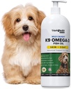 Flytende helse Kjæledyr K9 Omega 3 Fiskeolje for hunder - Flytende Omega 3 Supplement for kjæledyr med EPA + DPA + DHA - Reduser kløe og shedding, støtte ledd, immunitet, hjerne og hjerte helse - USA laget (16 oz)