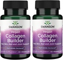 Swanson Vegan Collagen Builder - Med Dermaval - Hår, Hud, Nail Helse - 60 Veg Caps (2 Pack)