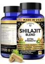 Lunakai USA laget ren Shilajit kapsler med Ashwagandha, Rhodiola & Cordyceps - ekstra styrke Shilajit ekstrakt for menn og kvinner, 60ct