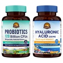 Vitalitown Gut-Skin Bundle (pakke med 2) Probiotika 120 milliarder CFU (artikkel 1) & Hyaluronsyre (artikkel 2) 30 + 90 kapsler