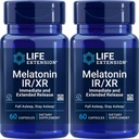 Livsforlengelse Melatonin IR/XR, 1,5 mg, umiddelbart og utvidet emballasjeformel for optimal søvnstøtte, sunne sirkadisk rytmer, cellulært forsvarsmiddel, glutenfri, ikke-GMO, 2 X 60 kapsler