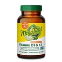 MegaFood Vitamin D3 5000 IU (125mg) - Vegetariske kosttilskudd med vitamin D3 K2 - Støtter bein, tenner, muskler og immunhelse - sertifisert ikke-GMO - 120 Mini Capsules, 120 Services