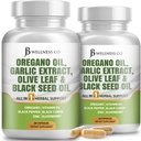 JB wellness Oregano olje, hvitløk ekstrakt, Olive Leaf, med Astragalus - Immun støtte og digestiv helse supplement for kvinner og menn - 120 greve
