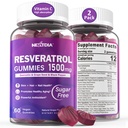 Resveratrol Supplement 1500mg - Resveratrol Gummies støtter NAD+, NMN & NMNH Synergy, med Quercetin, Grape Seed, Acai Berries ekstrakter for antioksidant, sunn aldring og lang levetid, Hud, Hud - 2Pcs