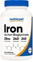 Nutricost Iron Bisglycinate Supplement (25mg) 240 Kapsler - fra Ferrous Bisglycinate Chelate - Ikke-GMO & Glutenfri