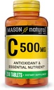 MASON NATURAL Vitamin C 500 mg - støtter Sunn Immune System, Antioksidant og Essential Nutrient, 250 tabletter