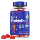 LOVEBUG Kids Probiotic Gummies - Økologisk Chewable Probiotics for barn eldre 4+, Jordbaserte Barneprobiotikum for Gut Helse, Konstipasjon, Digestiv og immun støtte, Vegan, 30 Chews, Jordbær