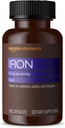 Elementer Iron 18 mg kapsler, støtter Red Blood Cell produksjon, Vegan, 195 greve, 6 måneders forsyning (pakke kan variere)
