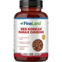 FineLand Rød koreansk Panax Ginseng 13.000 mg - Max styrke 20:1 ekstrakt - Konsentrert immun- og kognitiv støtte Supplement for menn og kvinner - 120 Veggie Kapsler