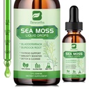 Sea Moss flytende dråper - Økologisk Irish Sea Moss Gel med Spirulina, Bladderwrack, Burdock Root, Seamoss Gel Supplement for felles, Detox Cleanse & Digestions Support - 2 Fl Oz, Vegan