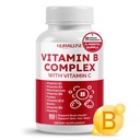 Vitamin B-kompleks vitamin B1, B2, 6,9,12 Niacin, med vitamin C - støtte hjerne helse, energinivå, hud, hår og negler - laget og testet i USA