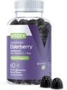 Viteey Sambucus Elderberry Gummies for voksne – Elderberry Vitamin C og sink immunitet Gummies - Vegan, Glutenfri – 60 greve