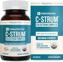C-Strum® Organic Bovine Colostrum Supplement, 60% igG, første melking, Grass Fed, Max styrke Colostrum Kapsler fra tysk Dairy Cows - Gut, immunitet, hud- og hårstøtte (90 tell)
