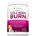 Multi kollagenbrenne: Hydrolyserte proteinpeptider med hyaluronsyre, vitamin C, SOD B Dimpless, Typer I, II, III, V og X, koffeinfri jordbær lemonade Flavored 30 serveringer