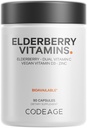 Codeage Elderbær vitaminer - Økologisk Fermentert Elderbær blanding, Vitamin C fra Askorbinsyre & organisk Acerola Cherries, vitamin D3, sink, Sambucus Berries - 90 kapsler