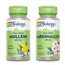 SOLARAY Mullein Leaf 330 mg og Marshmallow Root 480 mg - Velvære Bundle - Urter Høyt i Mucilage Oppløselig Fiber for Soothing Support - Vegan, ikke-GMO, Lab verifisert, 60-dagers garanti, 200/100 VegCaps