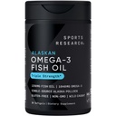 Sportsforskning Triple Styrke Omega 3 Fiskeolje 1250mg fra Wild Alaskan Pollock - Burpless Fish Oil Supplement med Omega-3 EPA & DHA - Utmerket kilde, ikke-GMO, Glutenfri - 30 Softgels