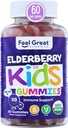 USDA Organic Elderberry Gummies for barn | Immun støtte eldrebær med sink og vitamin C - Glutenfri & Vegan Barn vitaminer - 60 greve | Sambucus Nigra Supplement