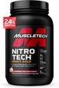 Whey Protein Powder, MuscleTech Nitro-Tech Whey Gold Protein pulver, Whey Protein Isolate Smoothie Mix , Protein pulver for kvinner og menn , Jordbær Protein pulver, 2 lbs (28 Serv)-pakke varierer