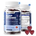 Melatonin gratis 5-HTP GABA Supplement Gummies for voksne og barn 12+ med L-theanin, magnesiumglycinat, L-Tryptophan, Apigenin - Sukkerfri, Strawberry Flavor, Vegan, 120 greve